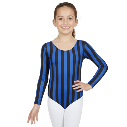 Girls Long Sleeve Bodysuit Vertical Stripe Print