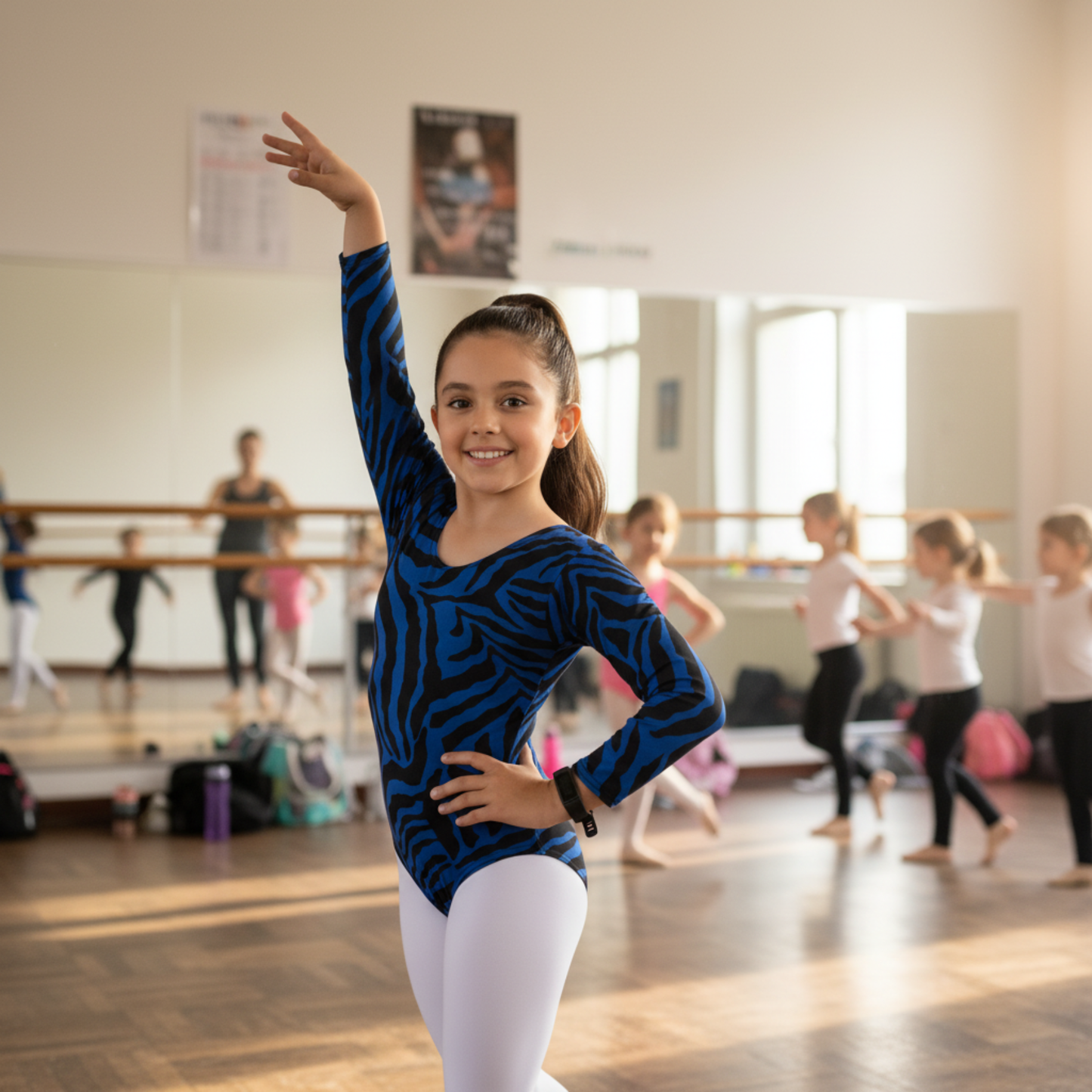Girls Long Sleeve Bodysuit Zebra Print