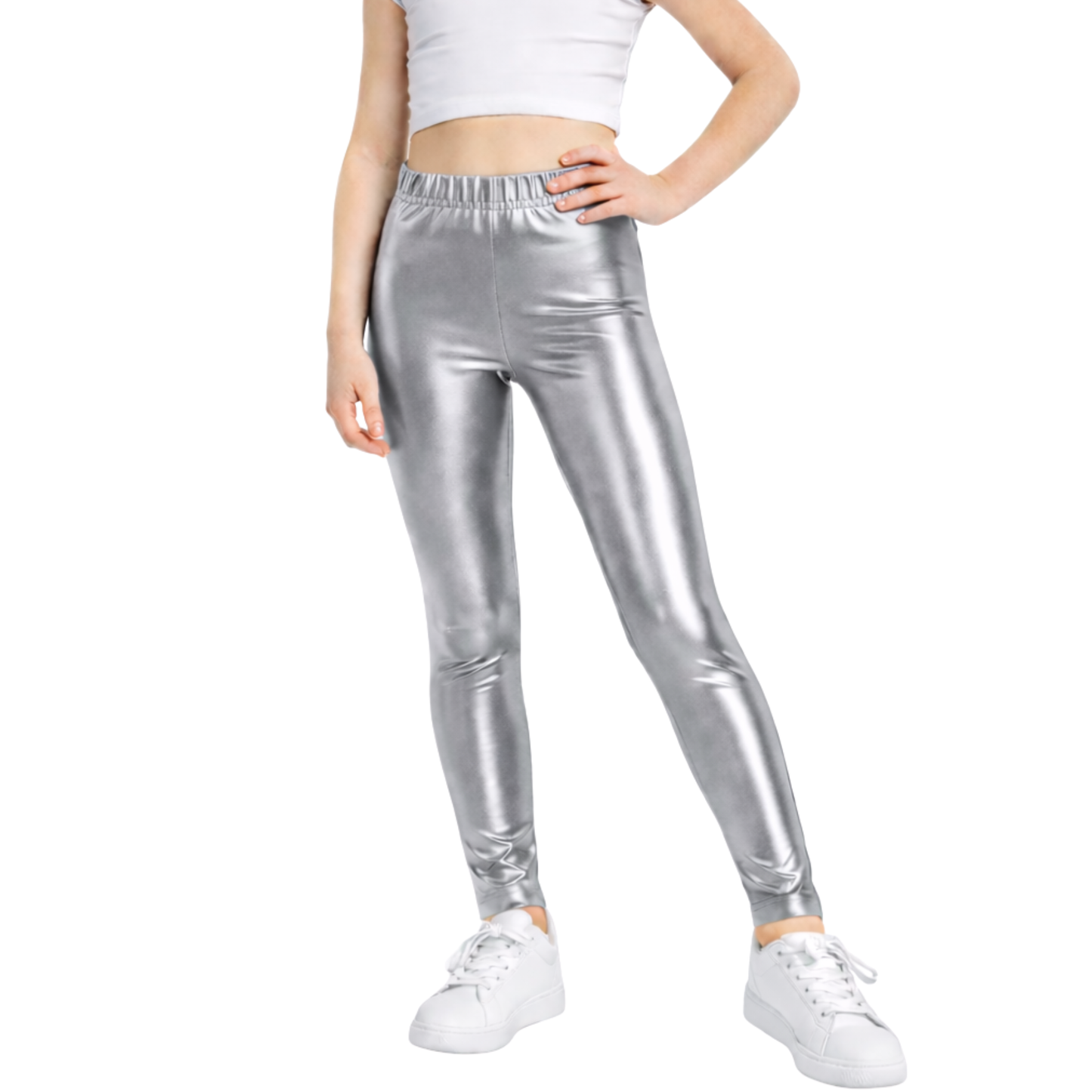 Kids Elasticated Metallic Leggings