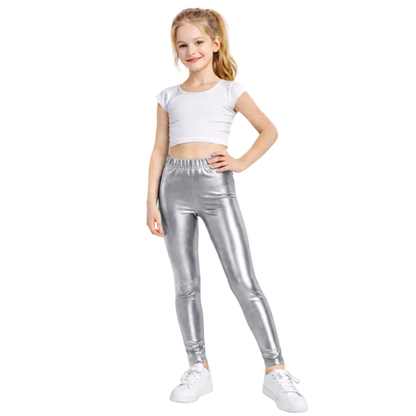 Kids Elasticated Metallic Leggings