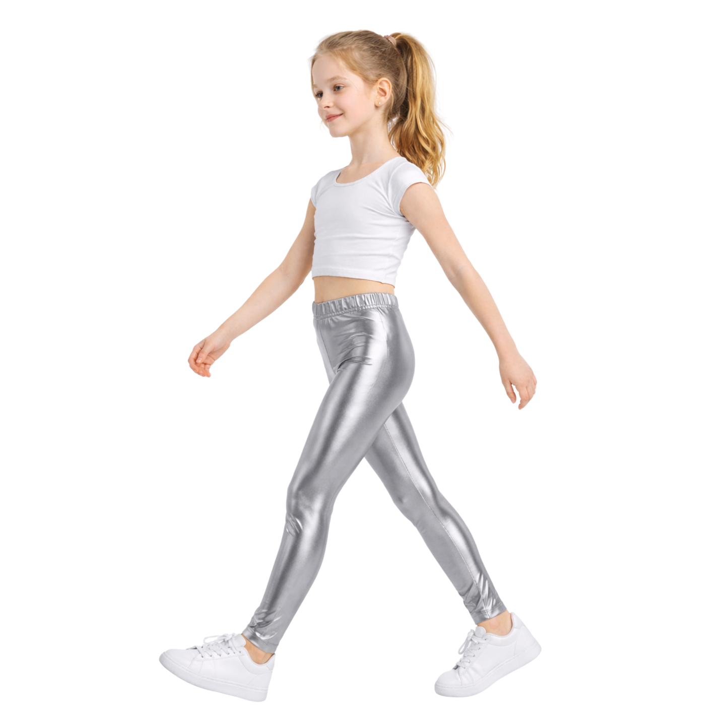 Kids Elasticated Metallic Leggings