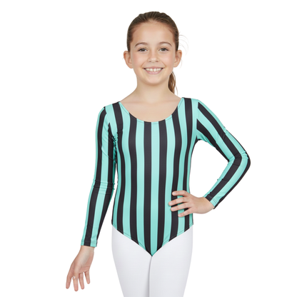 Girls Long Sleeve Bodysuit Vertical Stripe Print