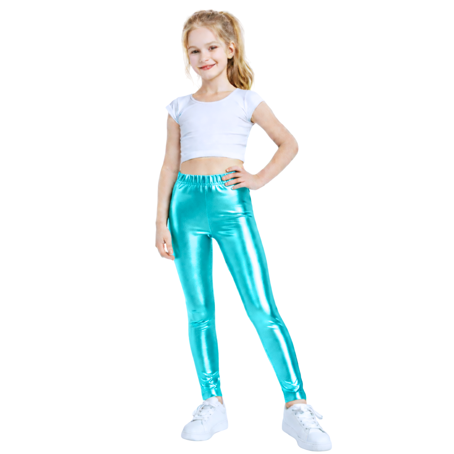 Kids Elasticated Metallic Leggings
