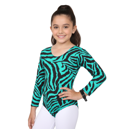 Girls Long Sleeve Bodysuit Zebra Print