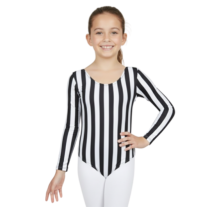 Girls Long Sleeve Bodysuit Vertical Stripe Print