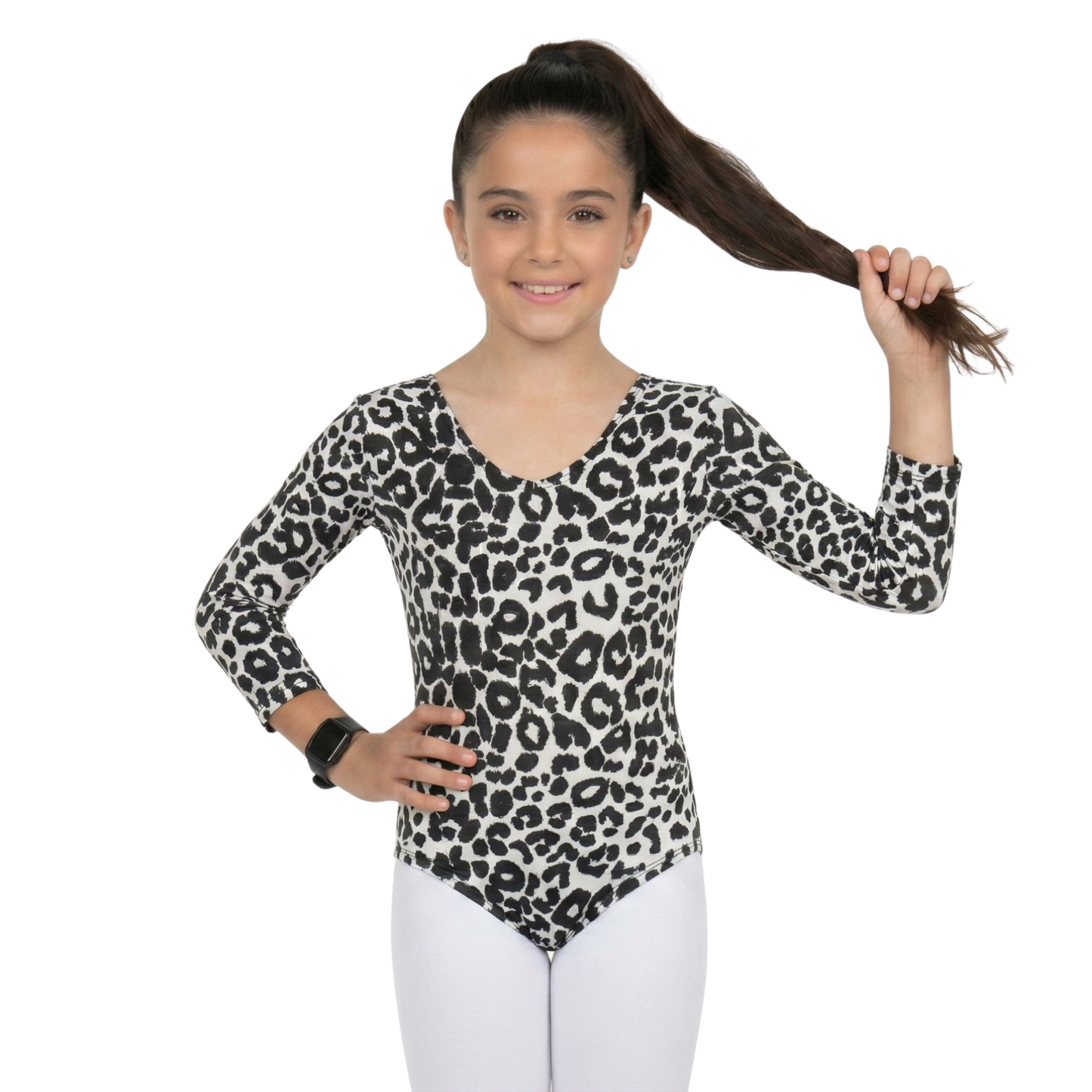 Girls Long Sleeve Bodysuit Leopard Print