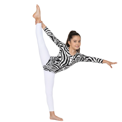Girls Long Sleeve Bodysuit Zebra Print