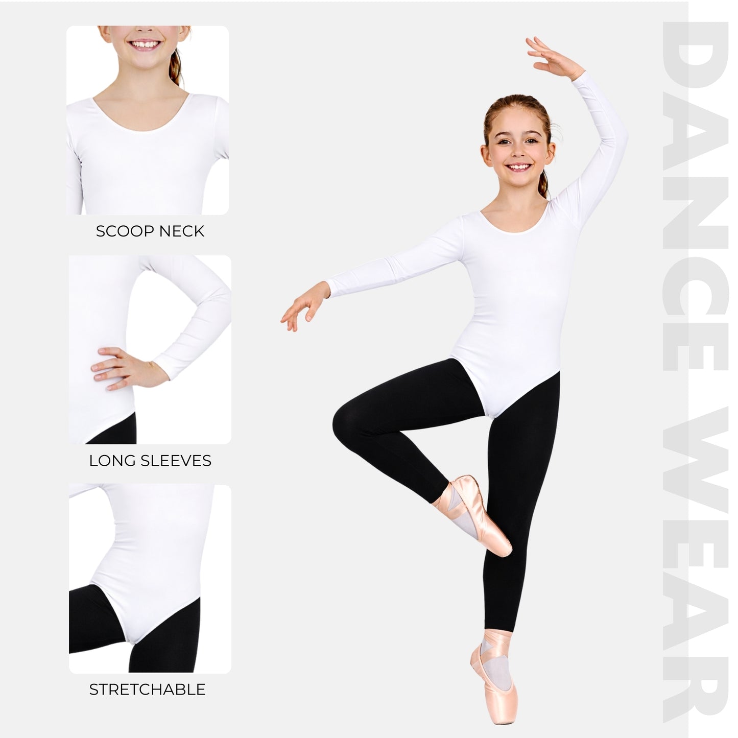 Girls Long Sleeve Bodysuit Plain