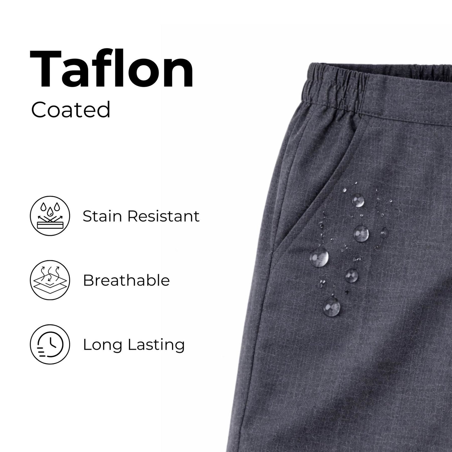 School Stitch® Boys School Shorts, Waist Adjuster with Half Elastic Back Knee Length Pull On Shorts With Pockets, Kids Plain Teflon Coated Black Short Pants, School Uniform Boys Ages 2-13