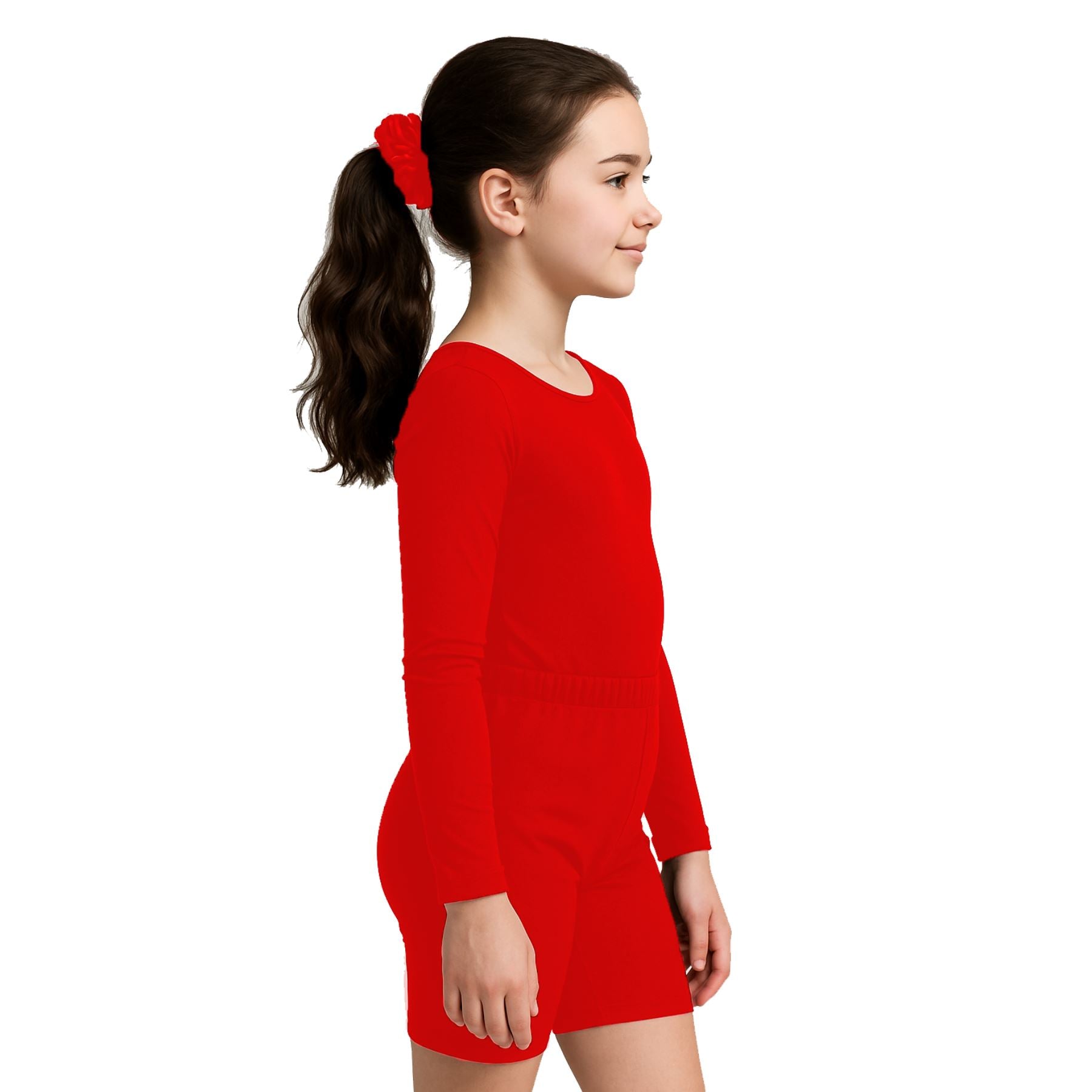 School Stitch® 3 Piece gymnastics leotards for girls Set, Kids Microfiber Long Sleeve Bodysuit With dance shorts & Scrunchie, Stylish Ballet Dress Leotards for Girls Gymnastics Kids Bodysuit Age 3-13